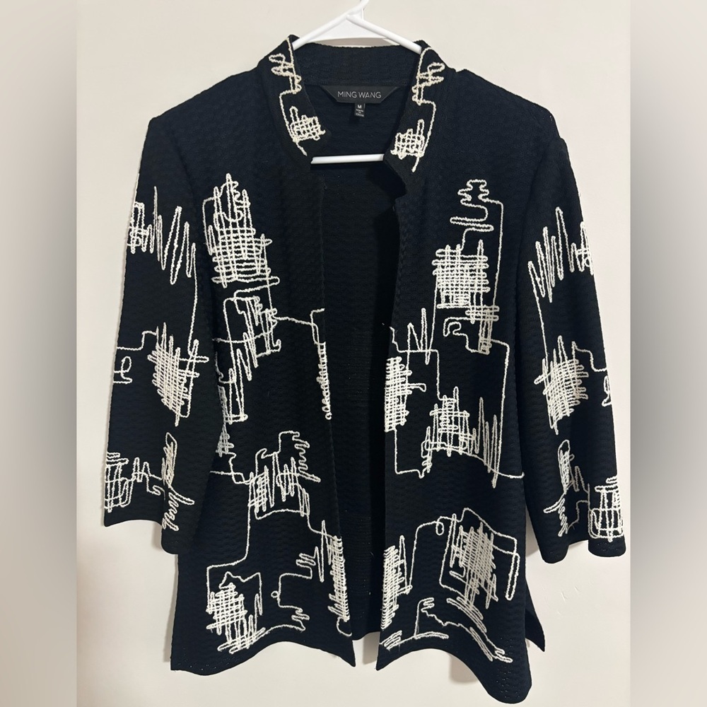 Ming Wang Black and White Blazer Jacket size Medium Women’s